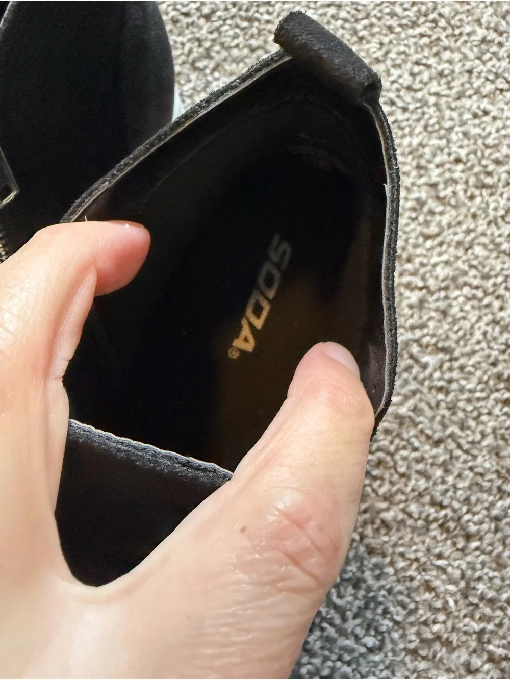 Soda Black Suede Wedge Sneaker Boot with Side Zips